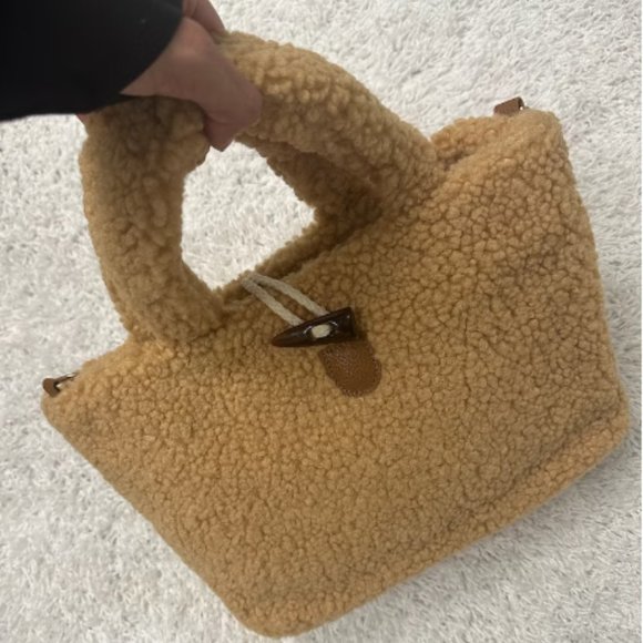 Cute Fluffy Tote Bag, Plush Tote bag, Handbag Women's Trendy Shoulder Bag With R - Picture 3 of 3